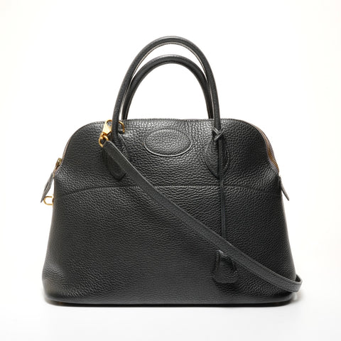 HERMES 1991 Bolide 35 Taurillon Clemence 2-way with U stamp Handbag black WS25714