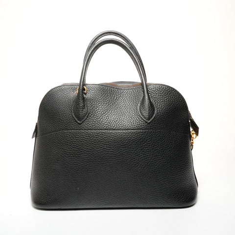 HERMES 1991 Bolide 35 Taurillon Clemence 2-way with U stamp Handbag black WS25714