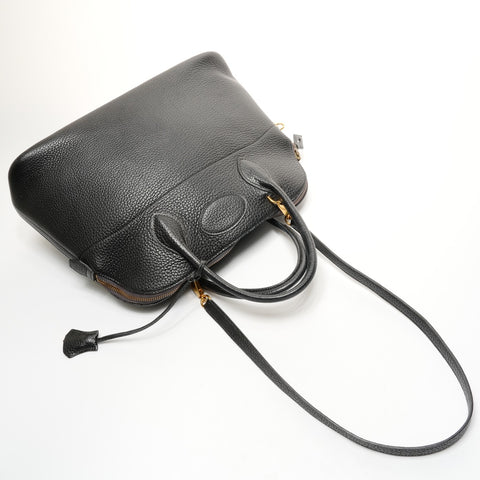 HERMES 1991 Bolide 35 Taurillon Clemence 2-way with U stamp Handbag black WS25714