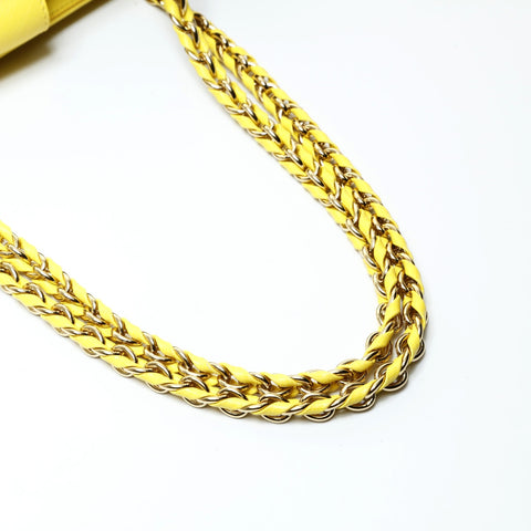 Salvatore Ferragamo Leather Vara Chain Shoulder Shoulder Bag yellow WS25715