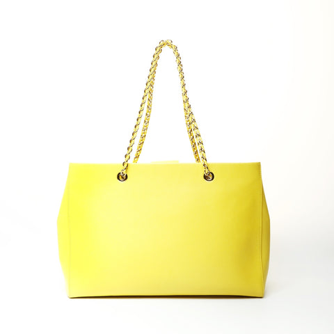 Salvatore Ferragamo Leather Vara Chain Shoulder Shoulder Bag yellow WS25715
