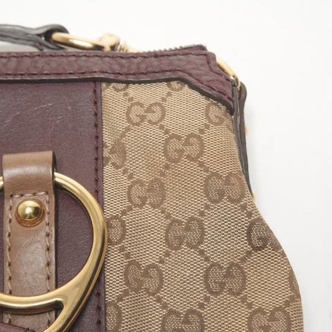 GUCCI GG Canvas Interlocking G 2way Burgunder Umhängetasche Braun WS25716