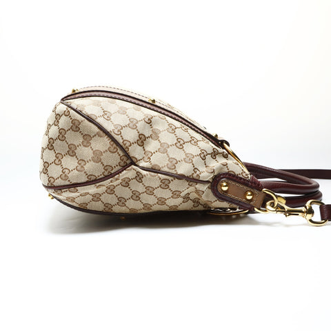 GUCCI GG Canvas Interlocking G 2way Burgundy Shoulder Bag Brown WS25716