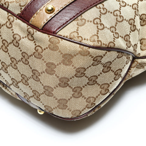 GUCCI GG Canvas Interlocking G 2way Burgundy Shoulder Bag Brown WS25716