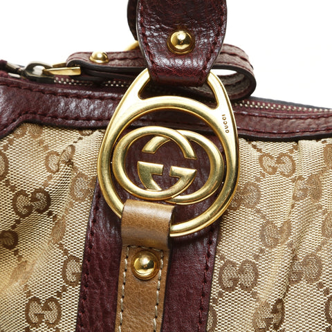 GUCCI GG Canvas Interlocking G 2way Burgundy Shoulder Bag Brown WS25716