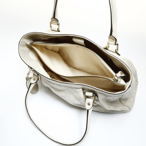 GUCCI GG Shima Suki Leather 2-Way Ivory Shoulder Bag Ivory WS25718