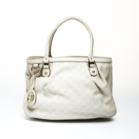 GUCCI GG Shima Suki Leather 2-Way Ivory Shoulder Bag Ivory WS25718