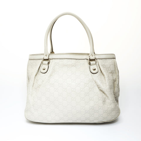 GUCCI GG Shima Suki Leather 2-Way Ivory Shoulder Bag Ivory WS25718