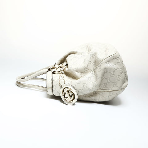 GUCCI GG Shima Suki Leather 2-Way Ivory Shoulder Bag Ivory WS25718