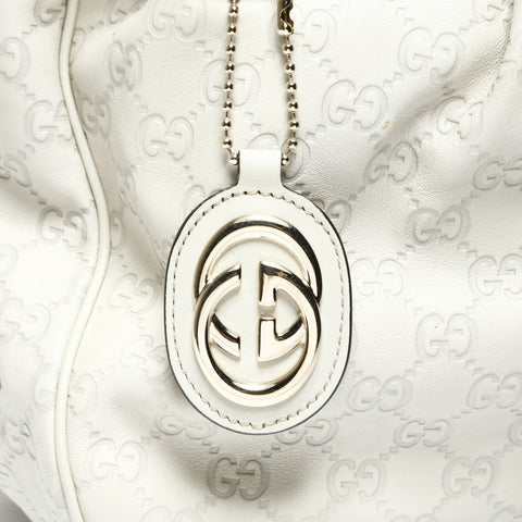 GUCCI GG Shima Suki Leather 2-Way Ivory Shoulder Bag Ivory WS25718