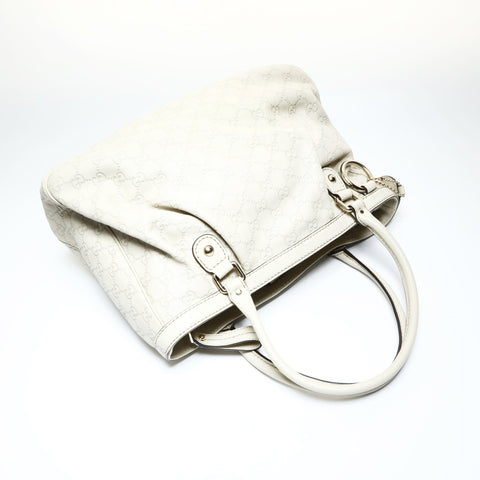 GUCCI GG Shima Suki Leather 2-Way Ivory Shoulder Bag Ivory WS25718