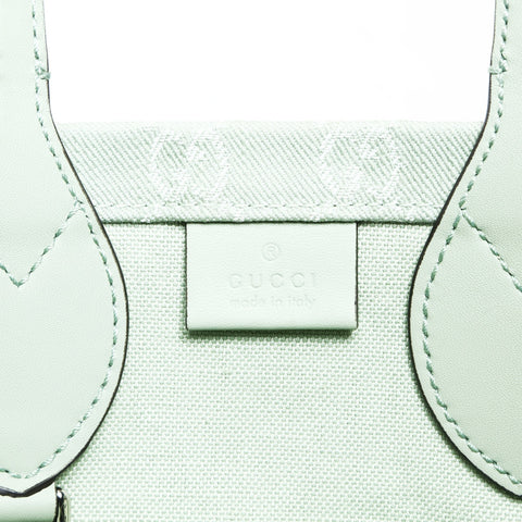 GUCCI GG Canvas Mint Mini Tote 2-Way 772183 Handbag green WS25719