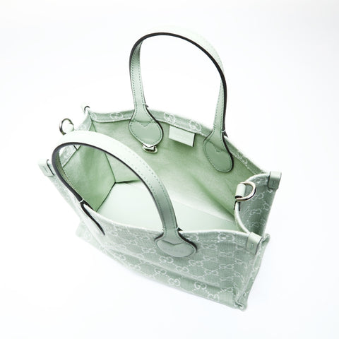 GUCCI GG Canvas Mint Mini Tote 2-Way 772183 Handbag green WS25719