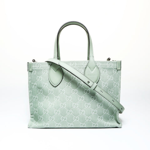 GUCCI GG Canvas Mint Mini Tote 2-Way 772183 Handbag green WS25719