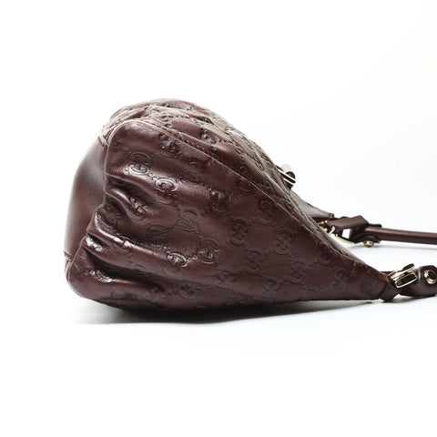 GUCCI Abby Leather GG Shima Shoulder Bag Red WS25724