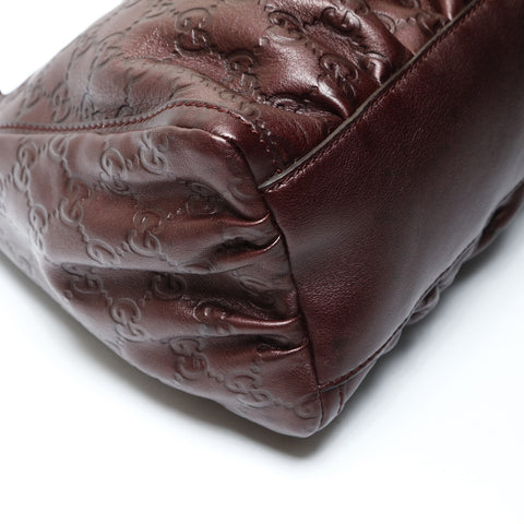 GUCCI Abby Leather GG Shima Shoulder Bag Red WS25724