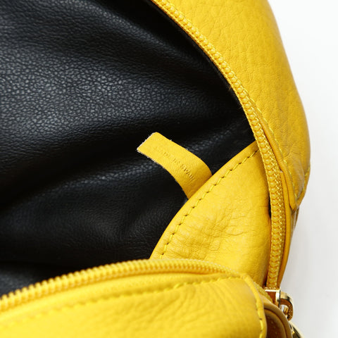 Christian Dior Leather CD logo bowling bag Handbag yellow WS25727