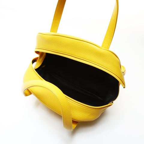 Christian Dior Leather CD logo bowling bag Handbag yellow WS25727