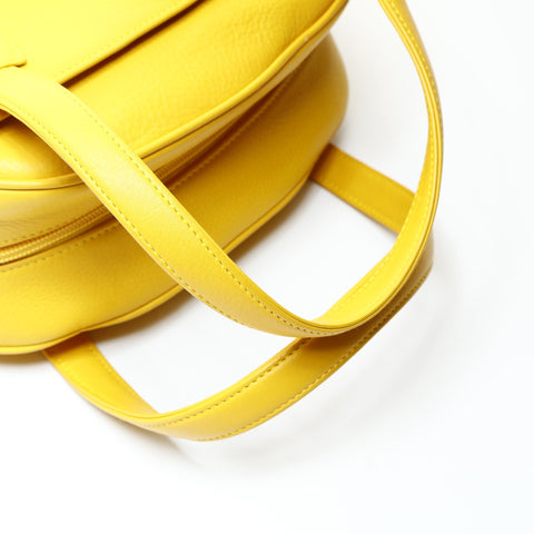 Christian Dior Leather CD logo bowling bag Handbag yellow WS25727