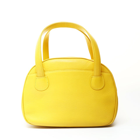 Christian Dior Leather CD logo bowling bag Handbag yellow WS25727