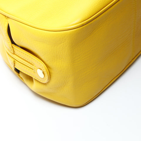 Christian Dior Leather CD logo bowling bag Handbag yellow WS25727