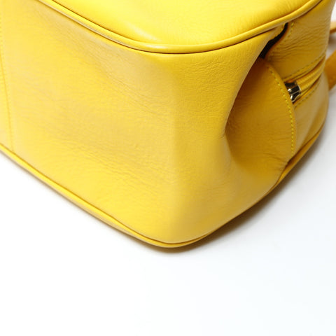 Christian Dior Leather CD logo bowling bag Handbag yellow WS25727