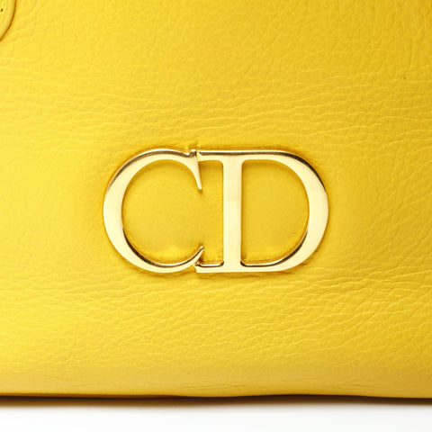 Christian Dior Leather CD logo bowling bag Handbag yellow WS25727