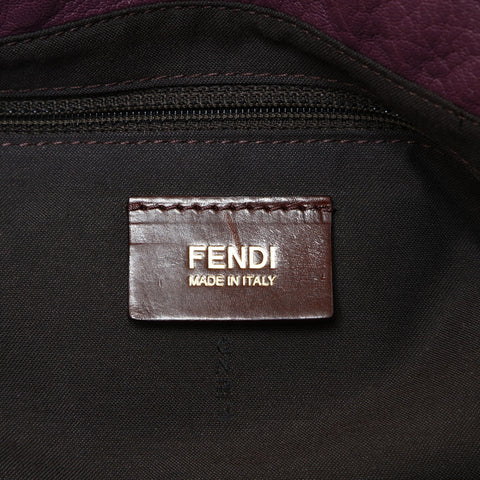 FENDI Leather Mia Bucket Chain 2way Shoulder Bag purple WS25729