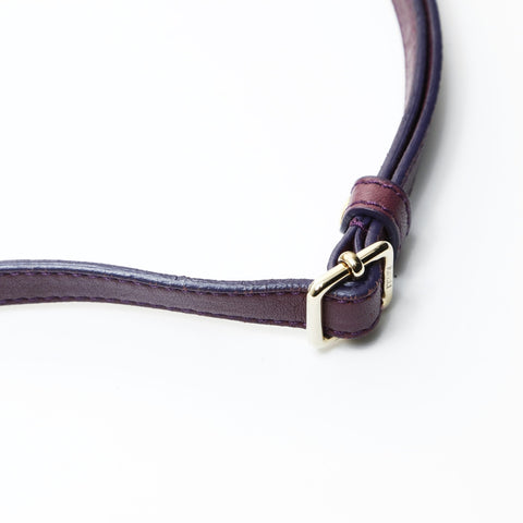 FENDI Leather Mia Bucket Chain 2way Shoulder Bag purple WS25729