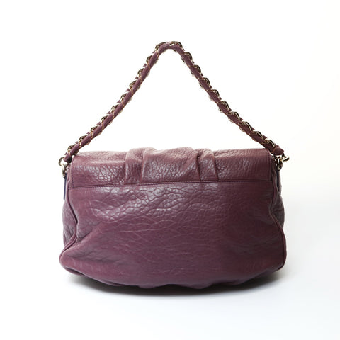 FENDI Leather Mia Bucket Chain 2way Shoulder Bag purple WS25729