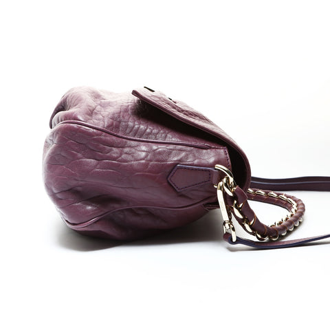 FENDI Leather Mia Bucket Chain 2way Shoulder Bag purple WS25729