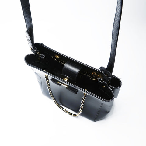 Salvatore Ferragamo Leather Vara 2way Chain Shoulder Bag black WS25731