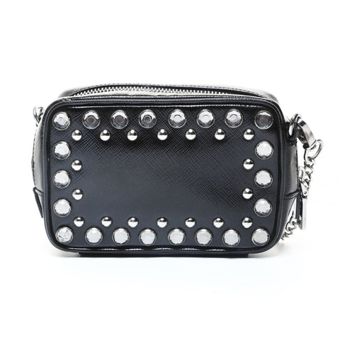 PRADA PVC Studded Mini Camera Bag Shoulder Bag black WS25737