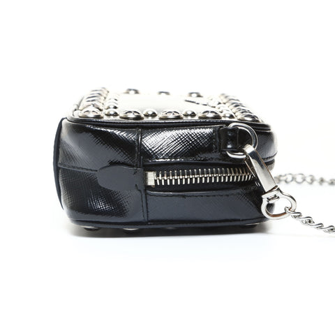 PRADA PVC Studded Mini Camera Bag Shoulder Bag black WS25737