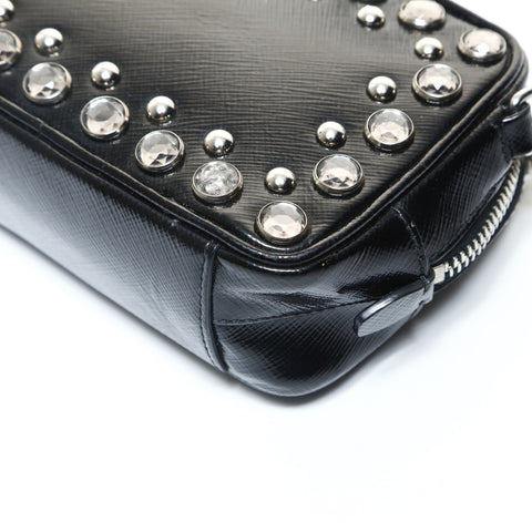 PRADA PVC Studded Mini Camera Bag Shoulder Bag black WS25737