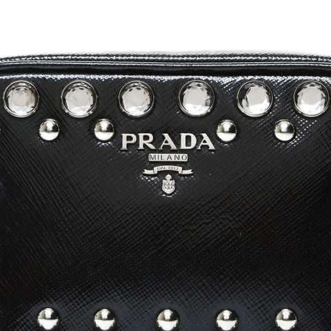 PRADA PVC Studded Mini Camera Bag Shoulder Bag black WS25737
