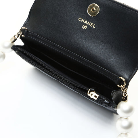 CHANEL Mini Matelasse Pearl 31 Series 2021-2022 Lambskin Shoulder Bag black WS25739