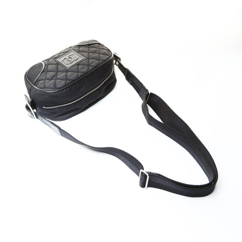 CHANEL No. 11 2009-2010 Sportsline COCO Mark Canvas Shoulder Bag black WS25740