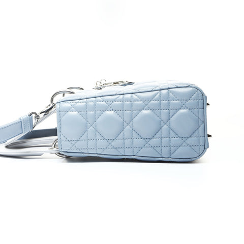 Christian Dior Lady Dior Small 2-way Lambskin Light Blue Two-Tone Handbag blue WS25741