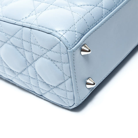 Christian Dior Lady Dior Small 2-way Lambskin Light Blue Two-Tone Handbag blue WS25741