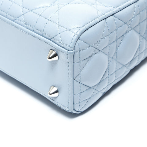 Christian Dior Lady Dior Small 2-way Lambskin Light Blue Two-Tone Handbag blue WS25741