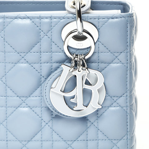 Christian Dior Lady Dior Small 2-way Lambskin Light Blue Two-Tone Handbag blue WS25741