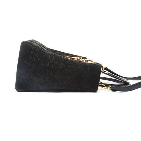 Christian Dior Suede Medium Lady Dior 2way Handbag black WS25742