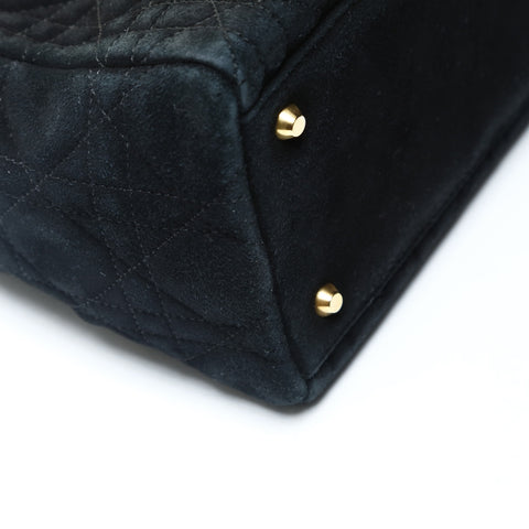 Christian Dior Suede Medium Lady Dior 2way Handbag black WS25742