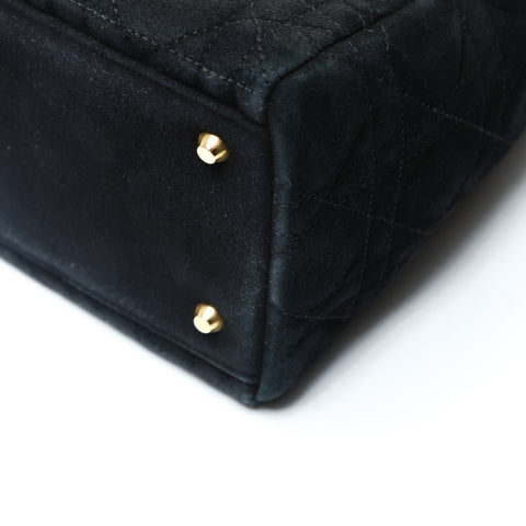 Christian Dior Suede Medium Lady Dior 2way Handbag black WS25742