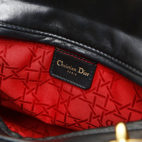 Christian Dior Suede Medium Lady Dior 2way Handbag black WS25742