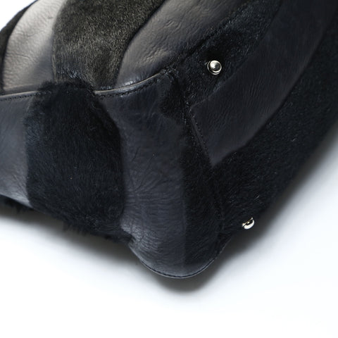 FENDI Harako fur leather Handbag black WS25743