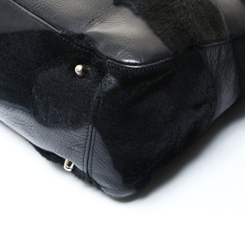 FENDI Harako fur leather Handbag black WS25743