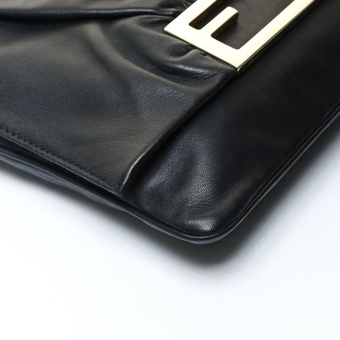 FENDI Bucket 2-way leather clutch Shoulder Bag black WS25744