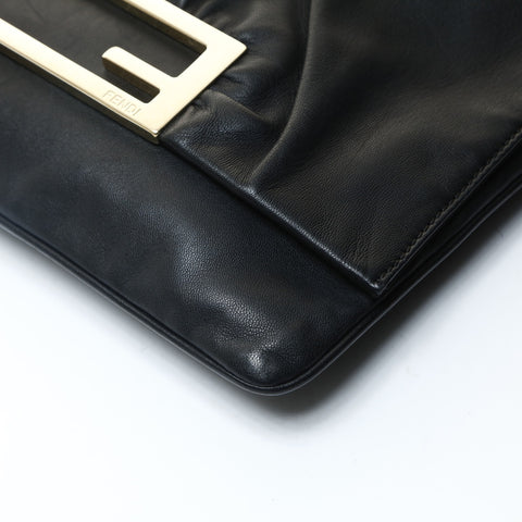 FENDI Bucket 2-way leather clutch Shoulder Bag black WS25744